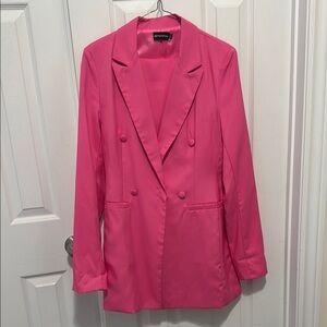 PrettyLittleThing Pink Suit: Double-Breasted Suit Jacket & Pant